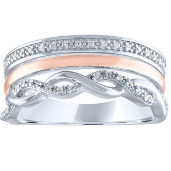 Brand New 40 Genuine Diamonds 14K Rose Gold & 925 Sterling Silver Ring 7 - Picture 8 of 13